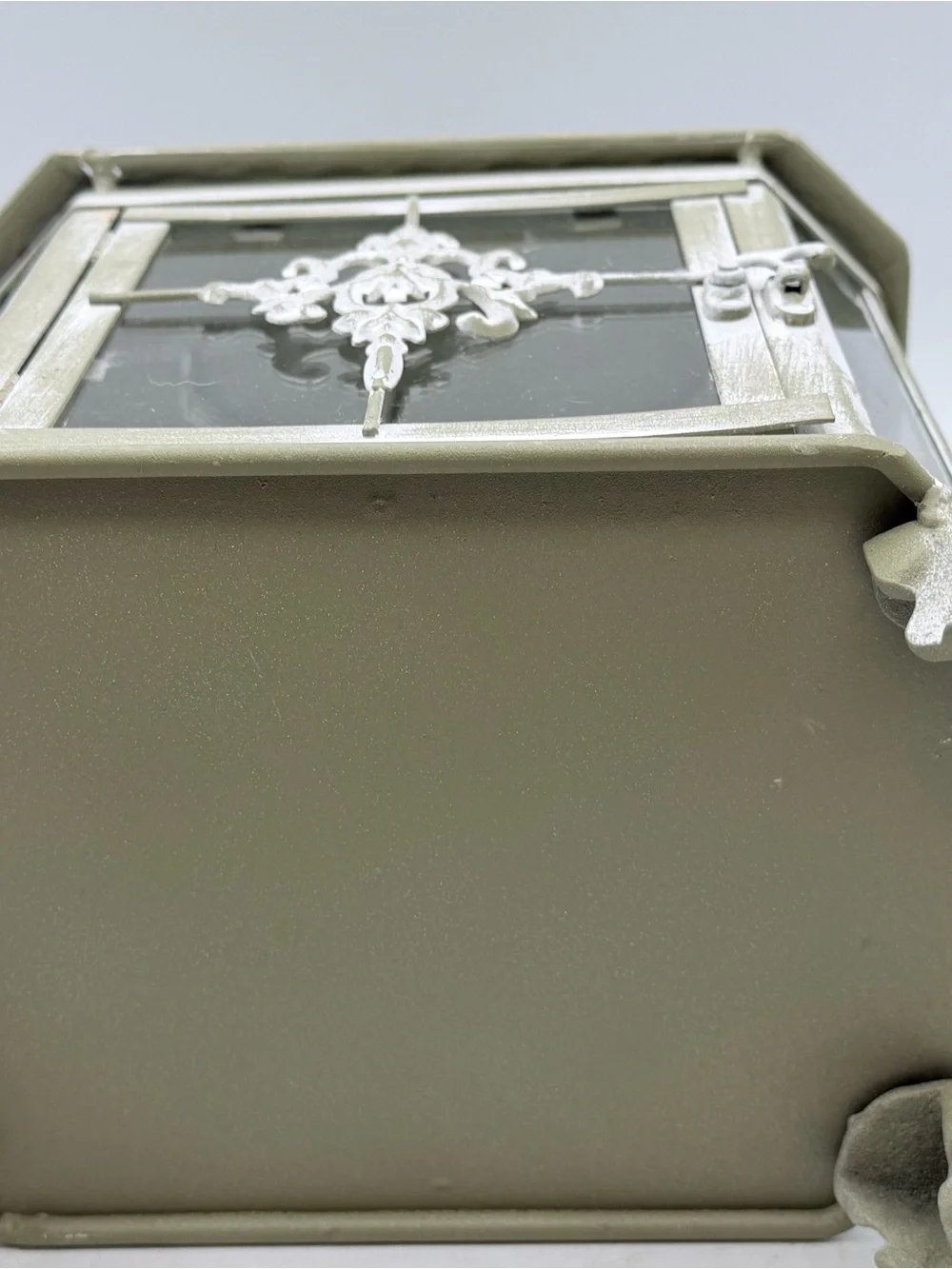Distressed Sage Green/Gray Decorative Lantern